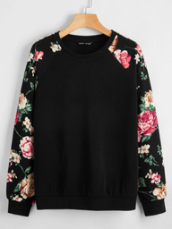 Sueter Pullover de manga raglán floral