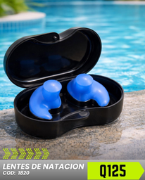 [1820] Tapones Azules de natacion con Estuche negro