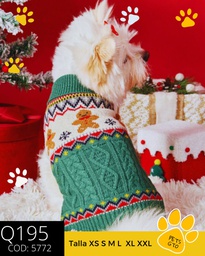 Cuéter navideño  con diseño de hombre de jengibre verde